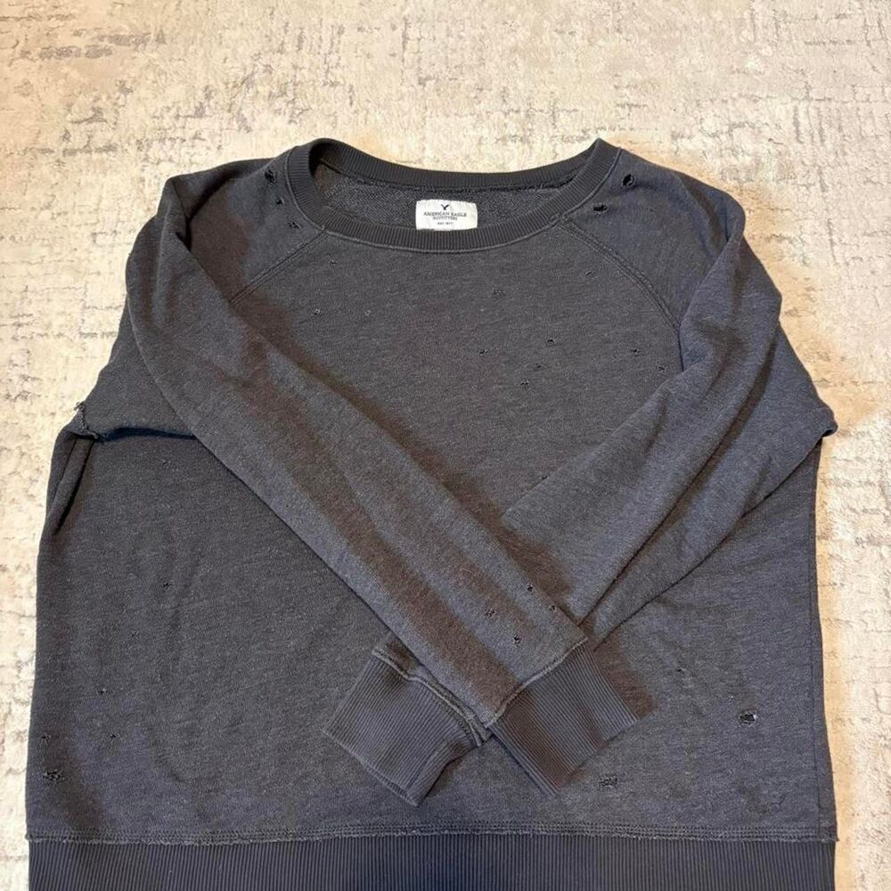 American-eagle Women's Grey and Black Sweatshirt